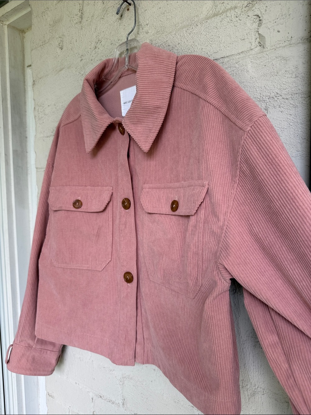 Avec Les Filles Cropped Corduroy Shacket Dusty Rose Pink Size Medium - Picture 5 of 13